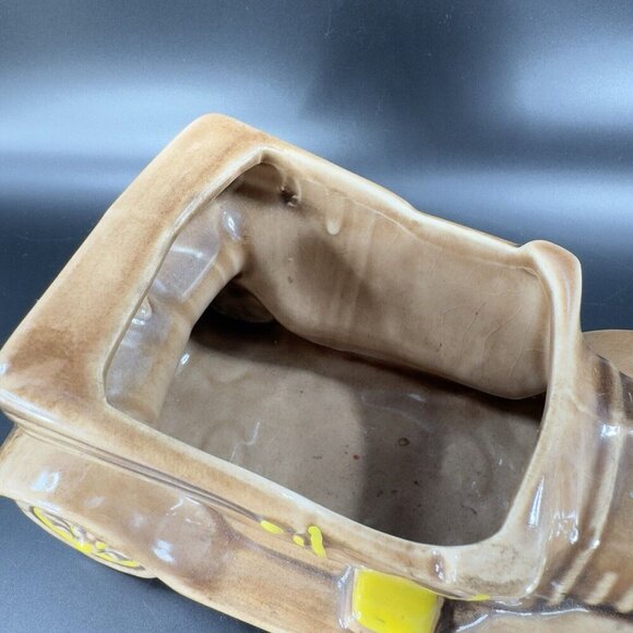 1950s McCoy Car Jalopy Automobile Planter Floral Pot Arrangement Brown Ceramic - Picture 9 of 16